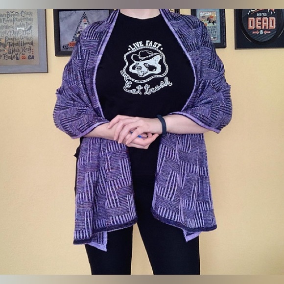 Stairway wrap, handmade knit scarf wrap shawl brioche reversible - Picture 2 of 6